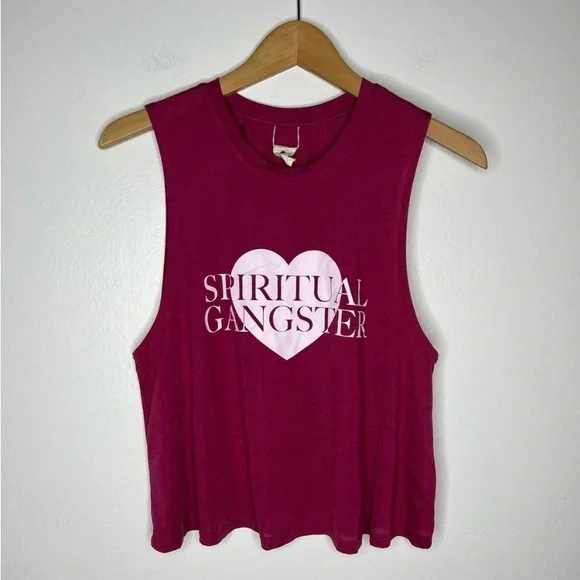 Spiritual Garnet Raspberry Heart Logo Copped Tank Top - Picture 5 of 11